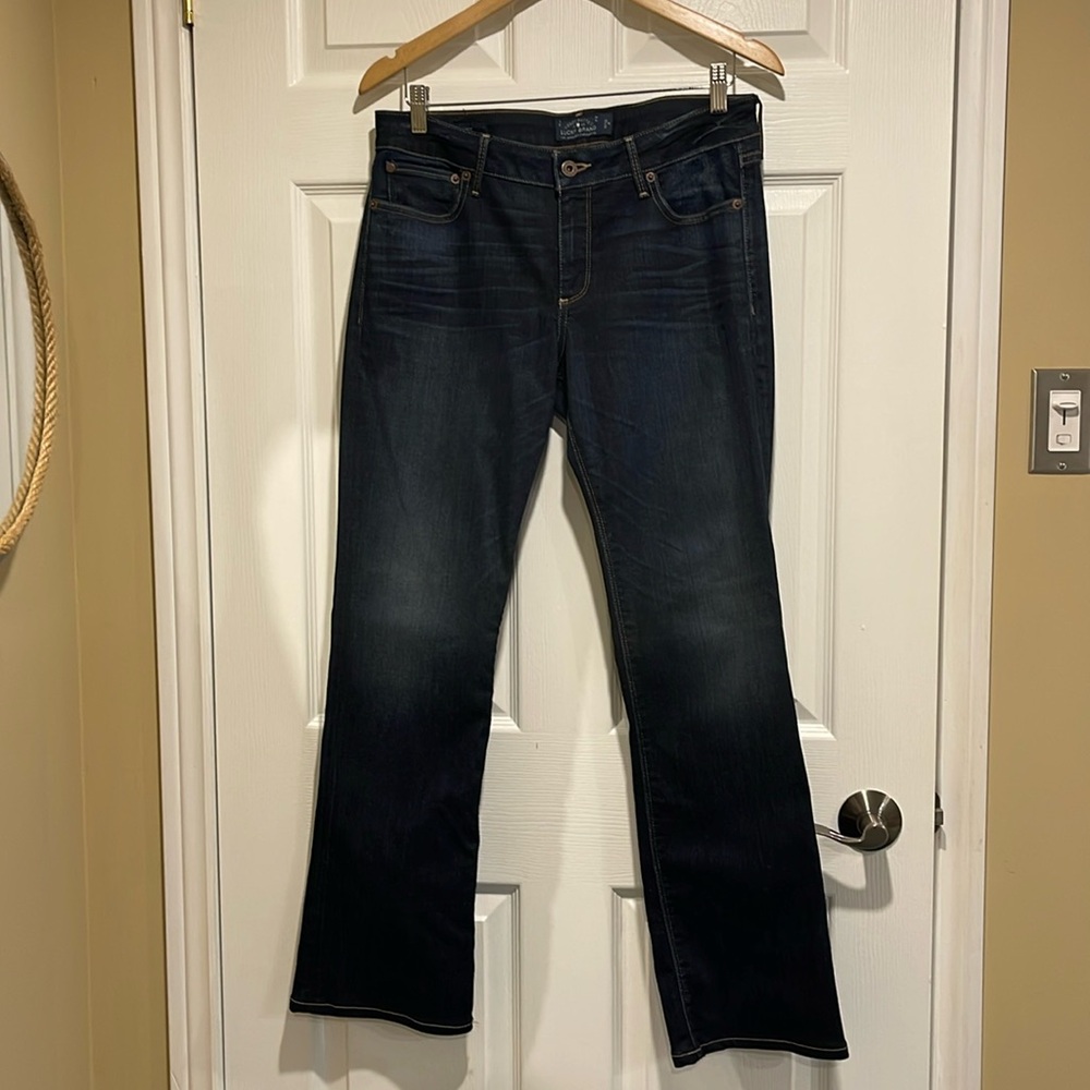 Lucky Brand denim jeans. Lolita Boot style. Dark wash. Size 10.